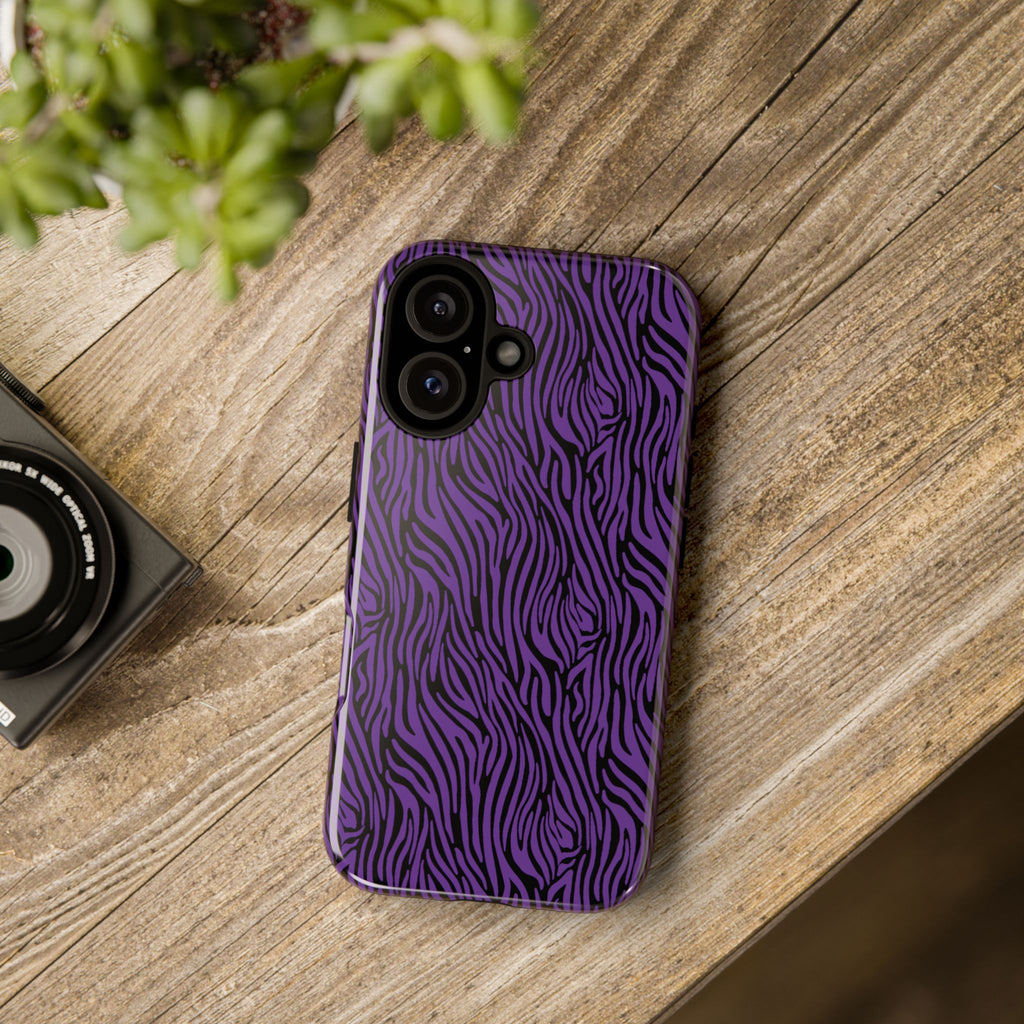 Purple Zebra Tough Phone Case for iPhone, Galaxy, or Google Pixel
