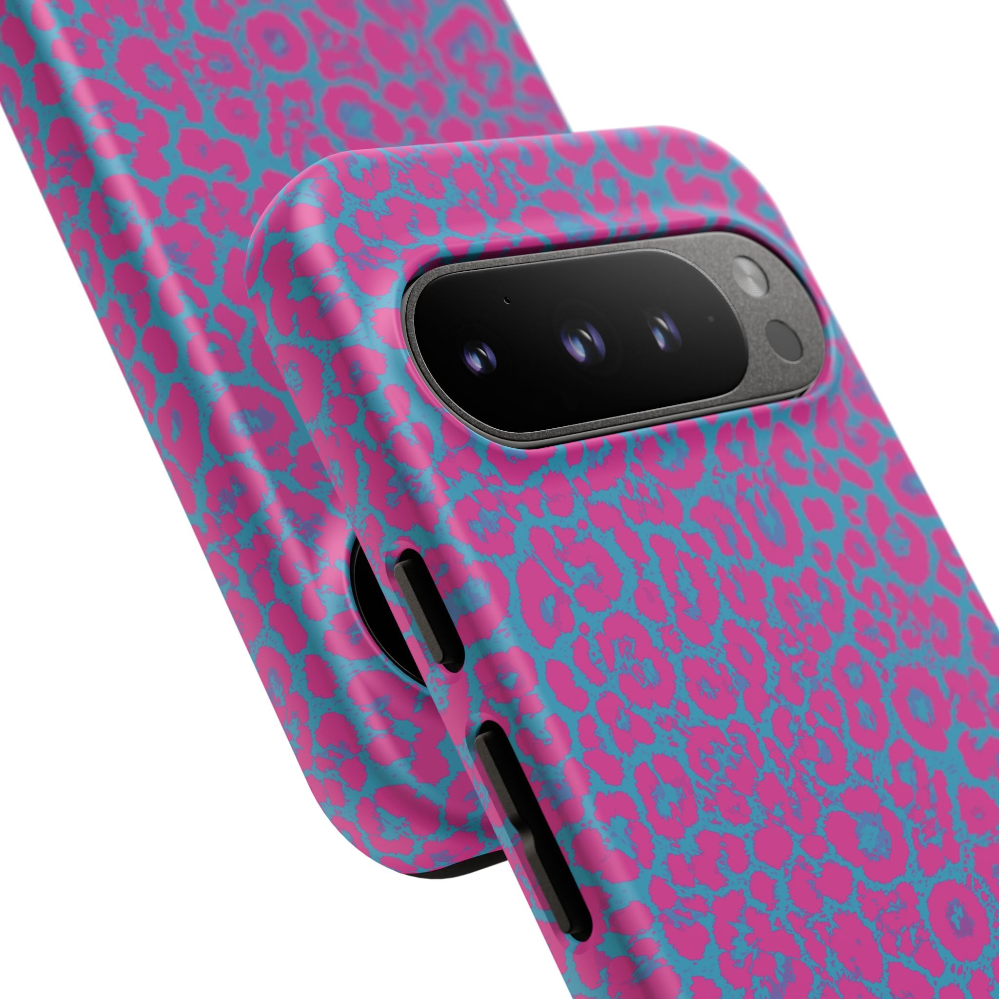 Pink Blue Leopard Tough Phone Case iPhone, Galaxy, or Google Pixel