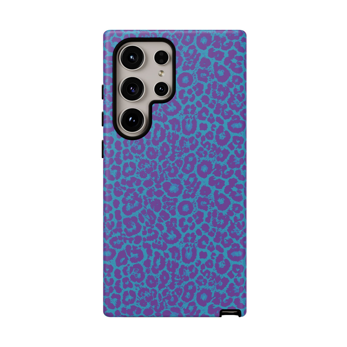 Leopard Printed Purple Blue Tough Phone Case for iPhone, Galaxy, or Google Pixel