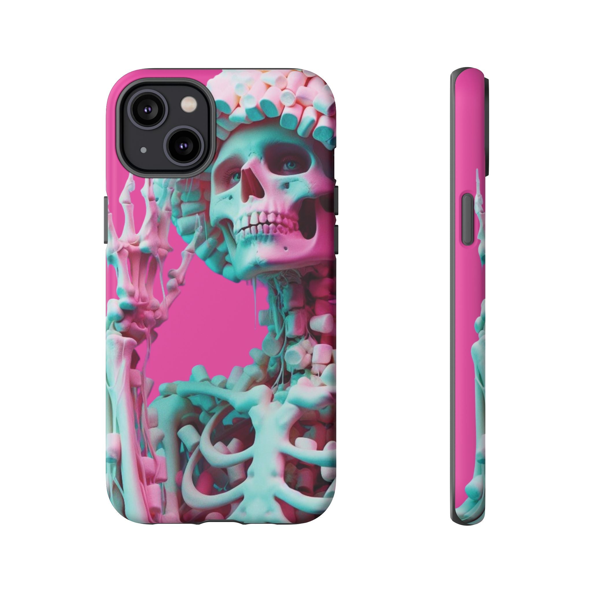 Neon Pink Skeleton Tough Phone Case for iPhone, Galaxy and Google Pixel