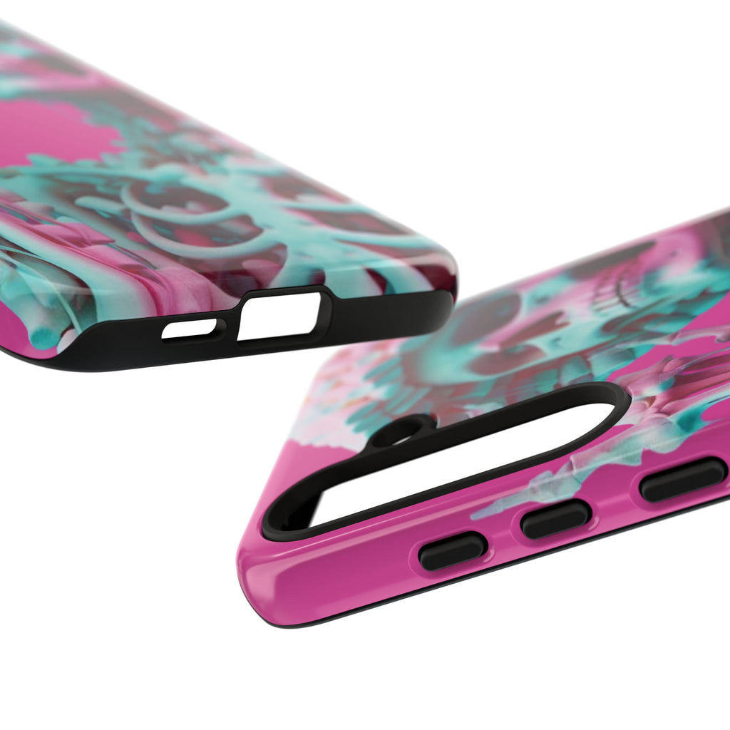 Neon Pink Skeleton Tough Phone Case for iPhone, Galaxy and Google Pixel