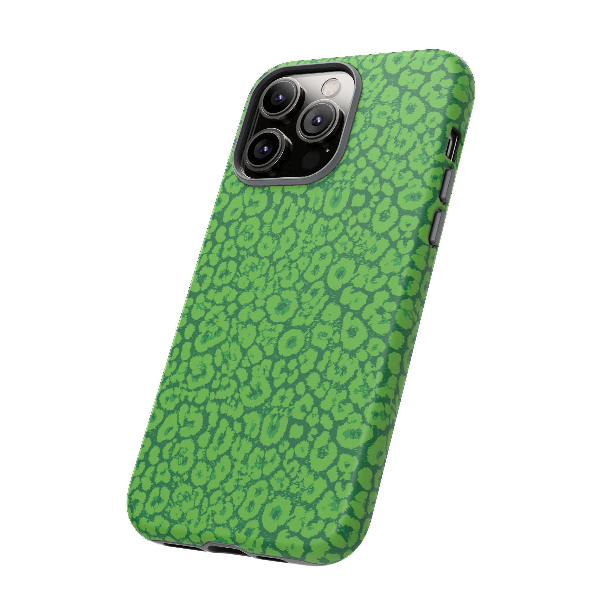 Neon Green Leopard Tough Phone Case for iPhone, Galaxy, or Google Pixel