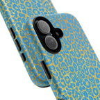 Blue Gold Leopard Tough Phone Case for iPhone, Galaxy, or Google Pixel