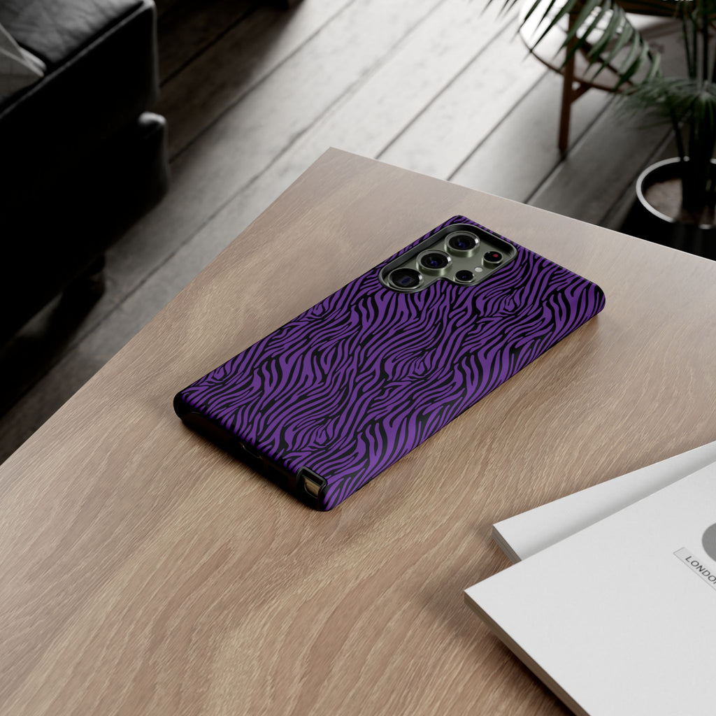 Purple Zebra Tough Phone Case for iPhone, Galaxy, or Google Pixel
