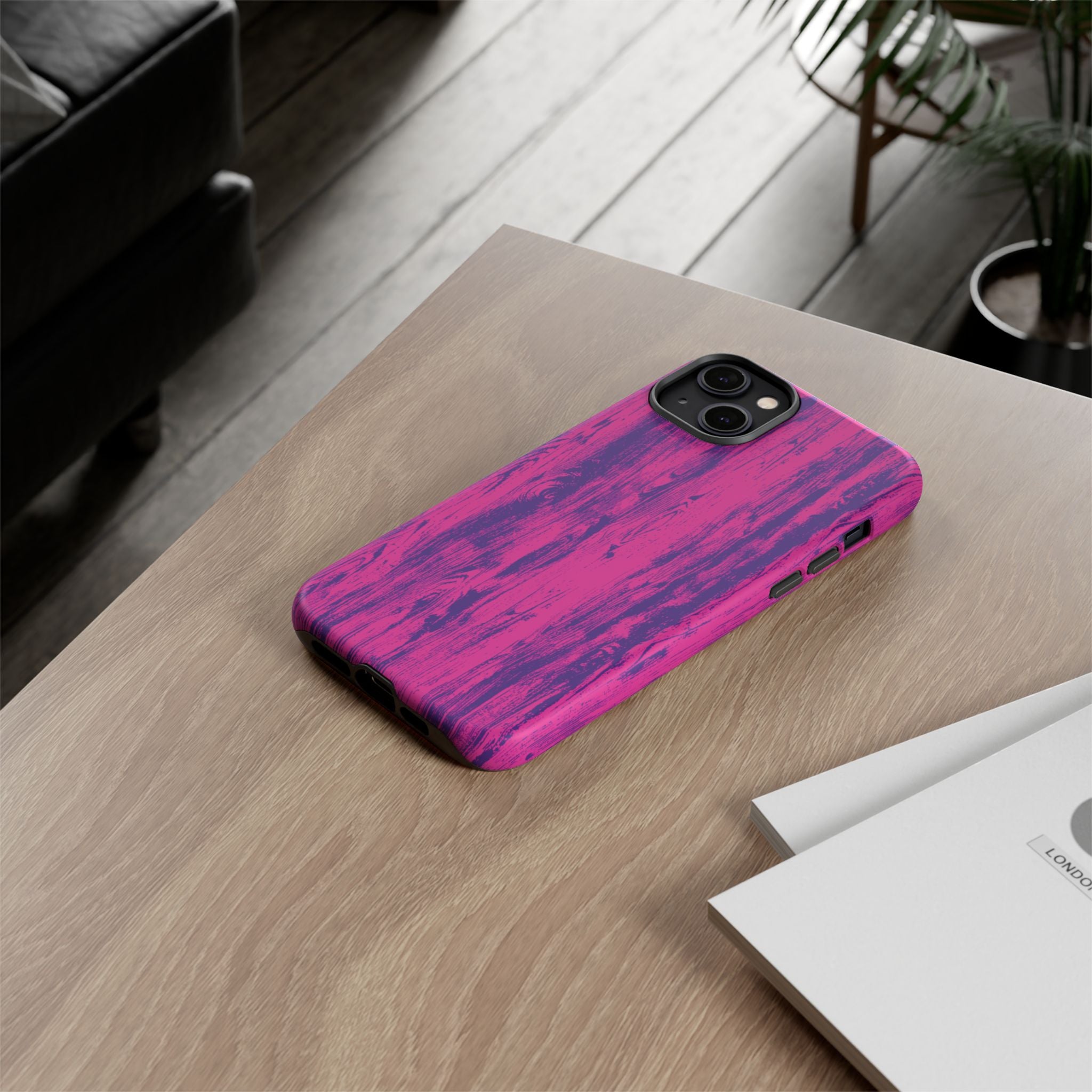 Pink Purple Wood Tough Phone Case iPhone, Galaxy, or Google Pixel