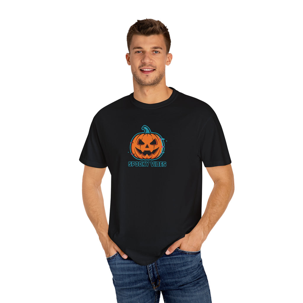 Halloween Pumpkin Spooky Vibes Unisex Garment-Dyed T-shirt