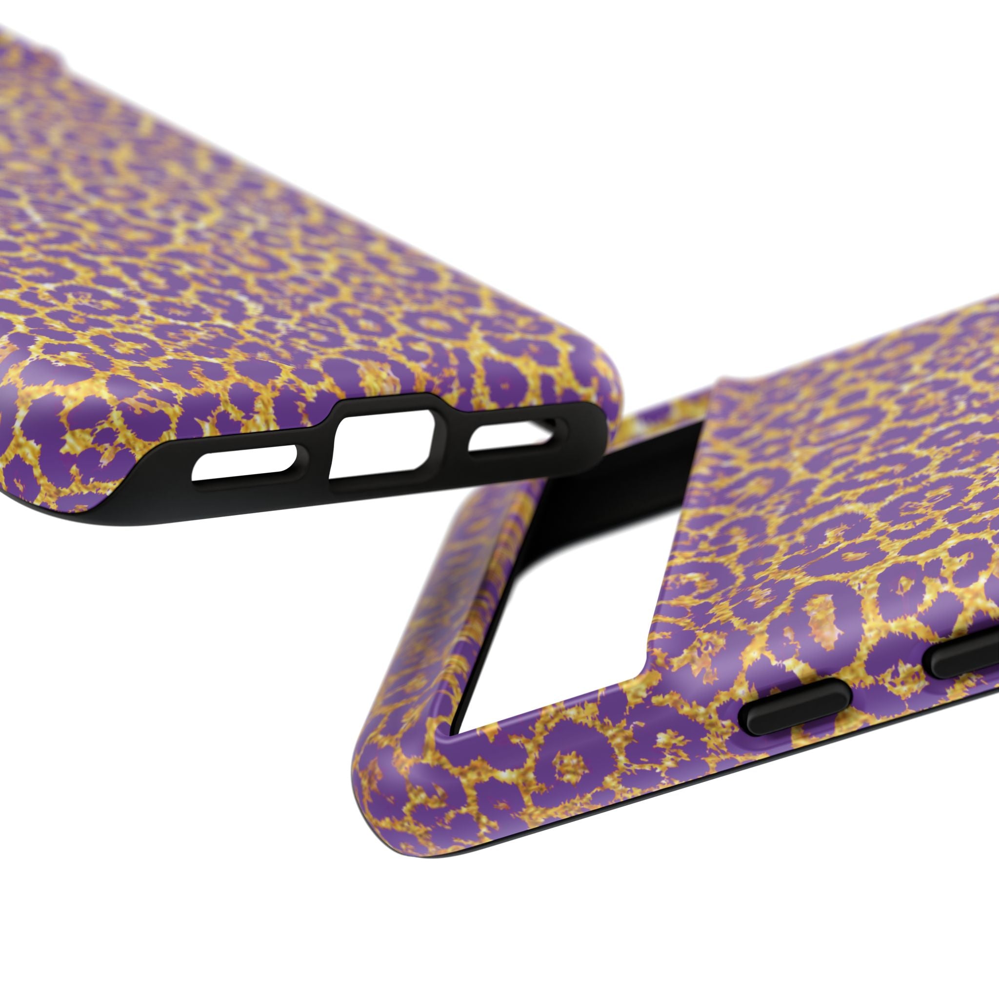 Purple Gold Leopard Tough Phone Case for iPhone, Galaxy, or Google Pixel
