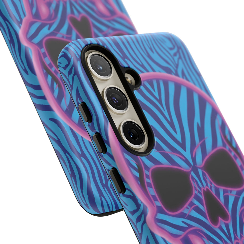 Neon Zebra Skull Tough Phone Case for iPhone, Galaxy, or Google Pixel