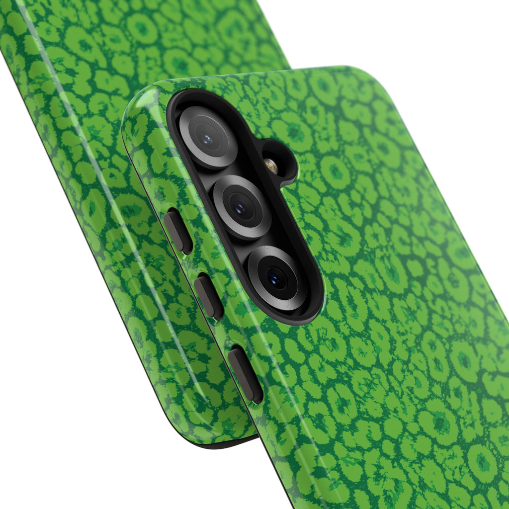 Neon Green Leopard Tough Phone Case for iPhone, Galaxy, or Google Pixel