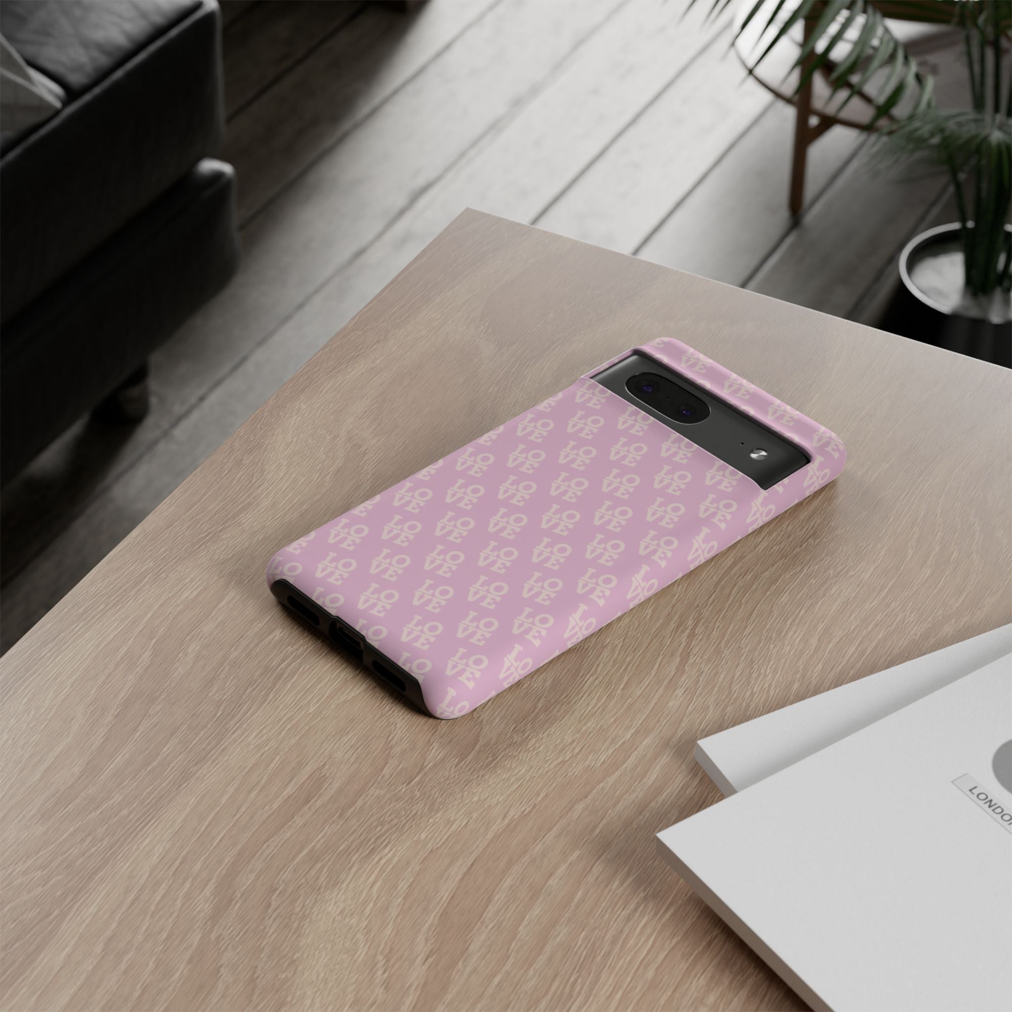 LOVE Pink Tough Phone Case for iPhone, Galaxy, or Google Pixel
