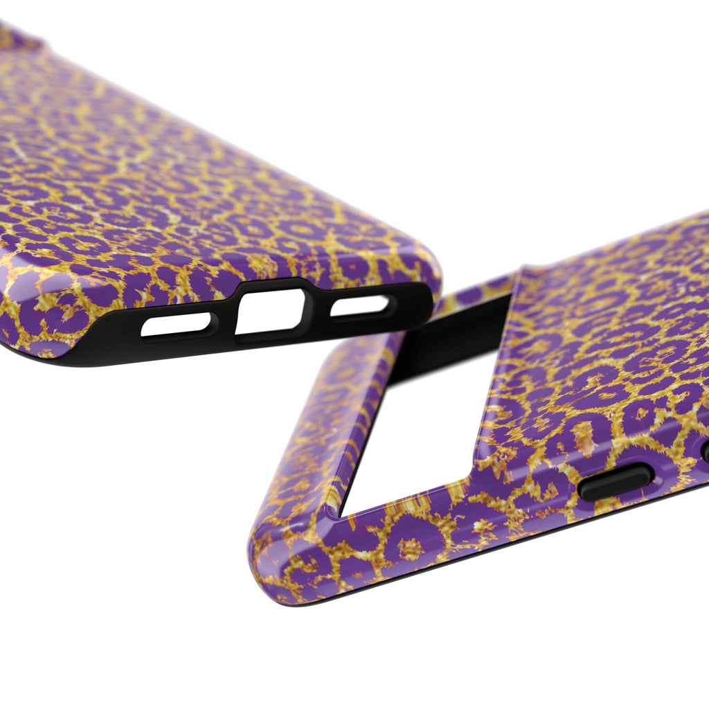 Purple Gold Leopard Tough Phone Case for iPhone, Galaxy, or Google Pixel