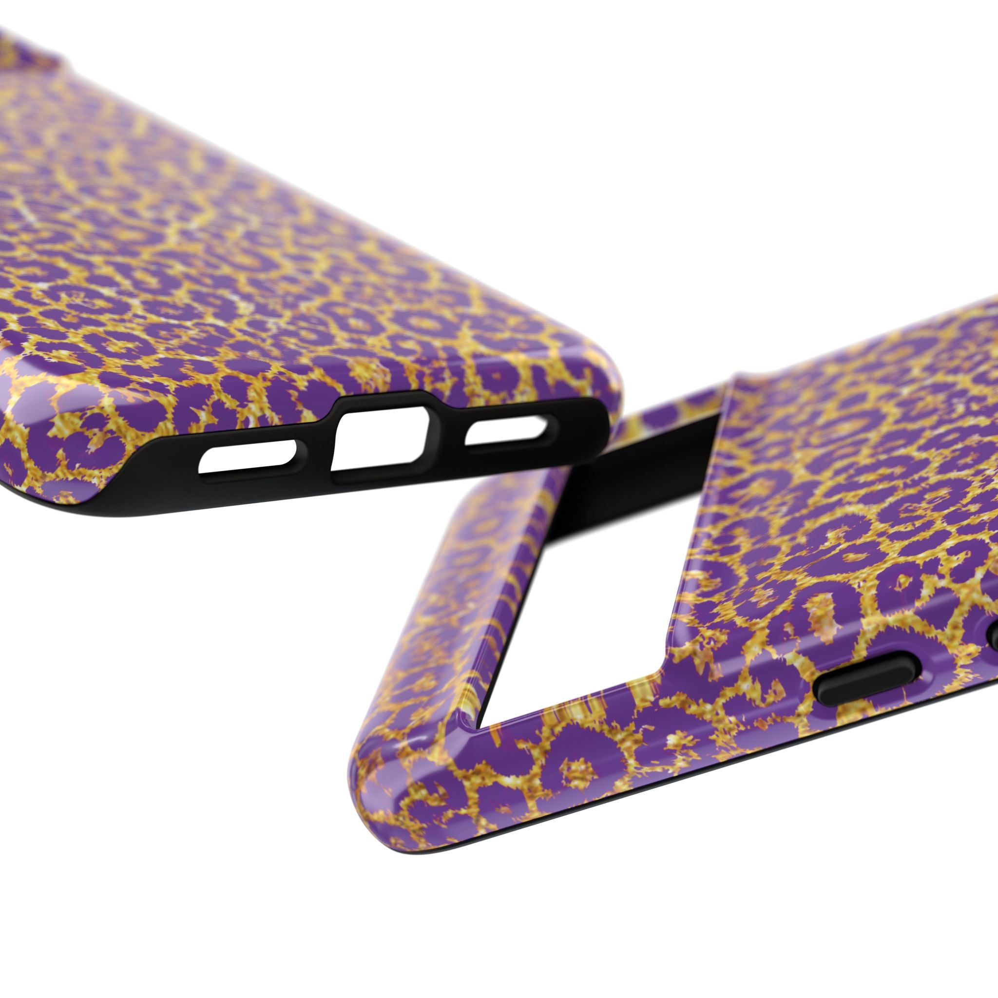 Purple Gold Leopard Tough Phone Case for iPhone, Galaxy, or Google Pixel