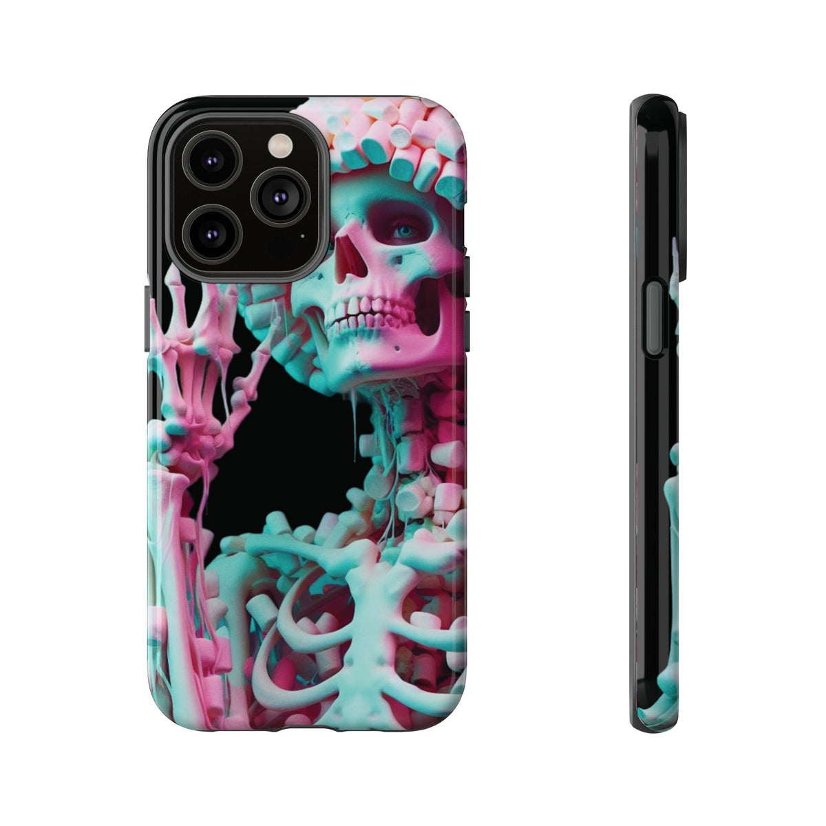 Neon Pink Skeleton (Black) Tough Phone Case for iPhone, Galaxy, or Google Pixel