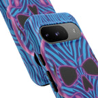 Neon Zebra Skull Tough Phone Case for iPhone, Galaxy, or Google Pixel