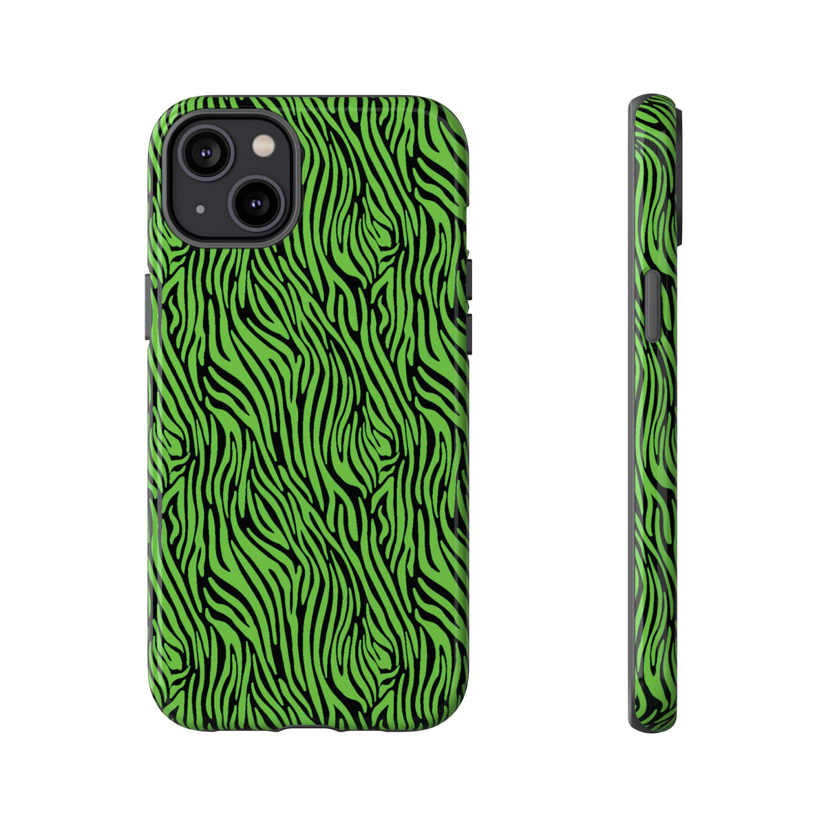 Neon Green Zebra Tough Phone Case iPhone, Galaxy, or Google Pixel