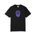 Neon Blue and Purple Leopard Print Skull Unisex Garment-Dyed T-shirt