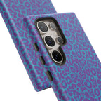 Leopard Printed Purple Blue Tough Phone Case for iPhone, Galaxy, or Google Pixel