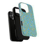 Blue Gold Leopard Tough Phone Case for iPhone, Galaxy, or Google Pixel