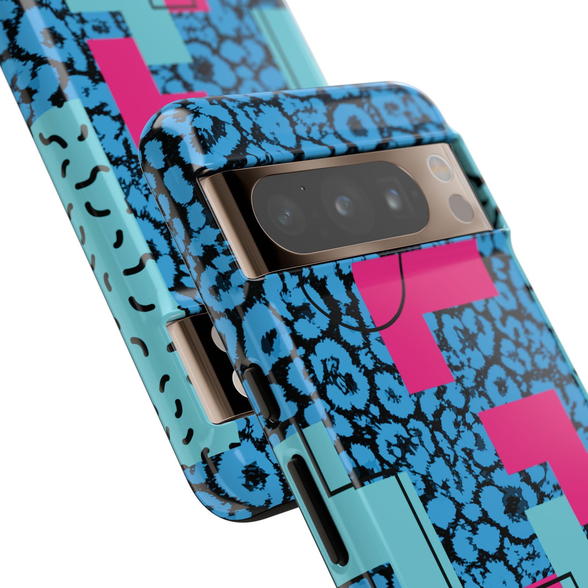 LOVE Blue Leopard 80s Vibe Tough Case for iPhone, Galaxy, or Google Pixel