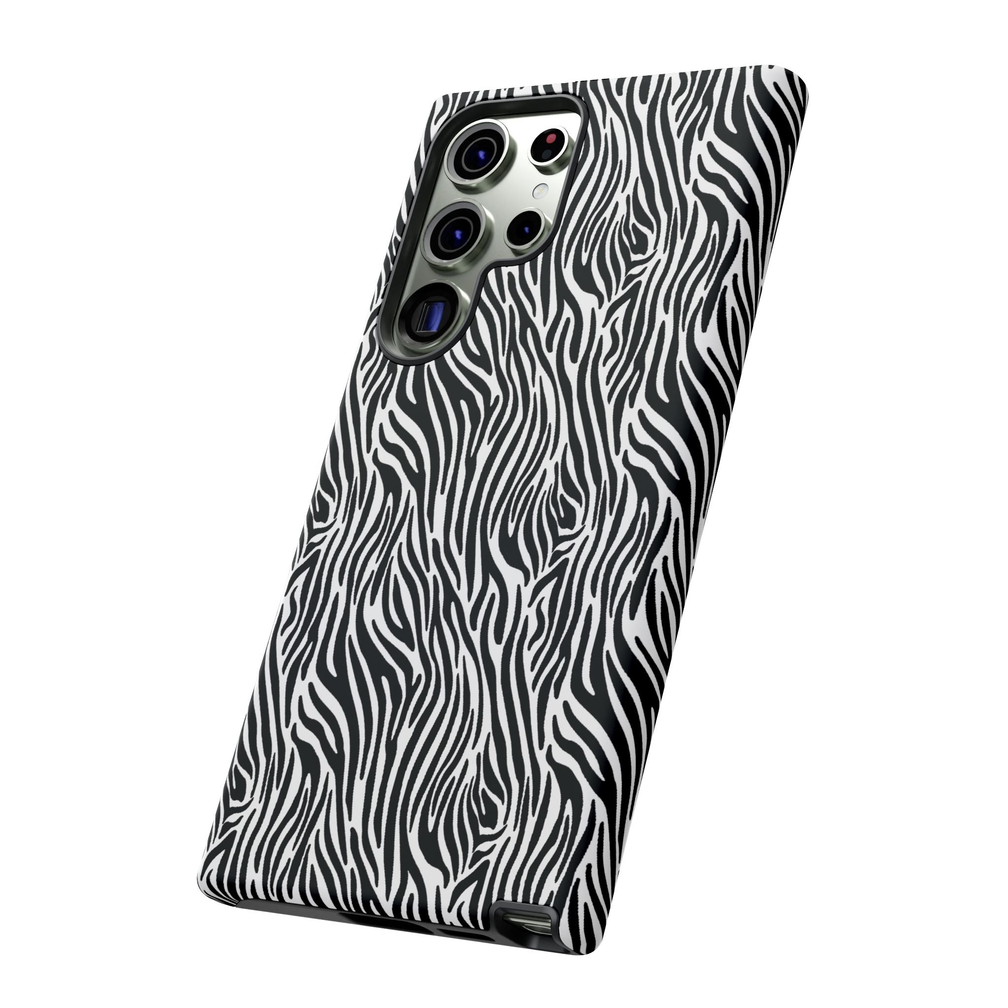 Black and White Zebra Print Tough Case iPhone, Galaxy and Google Pixel