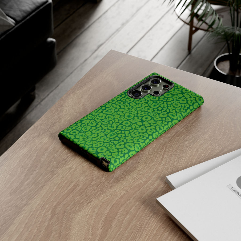 Neon Green Leopard Tough Phone Case for iPhone, Galaxy, or Google Pixel