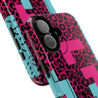 Pink Love Retro Blocks Leopard RG Tough Phone Case for iPhone, Galaxy, or Google Pixel