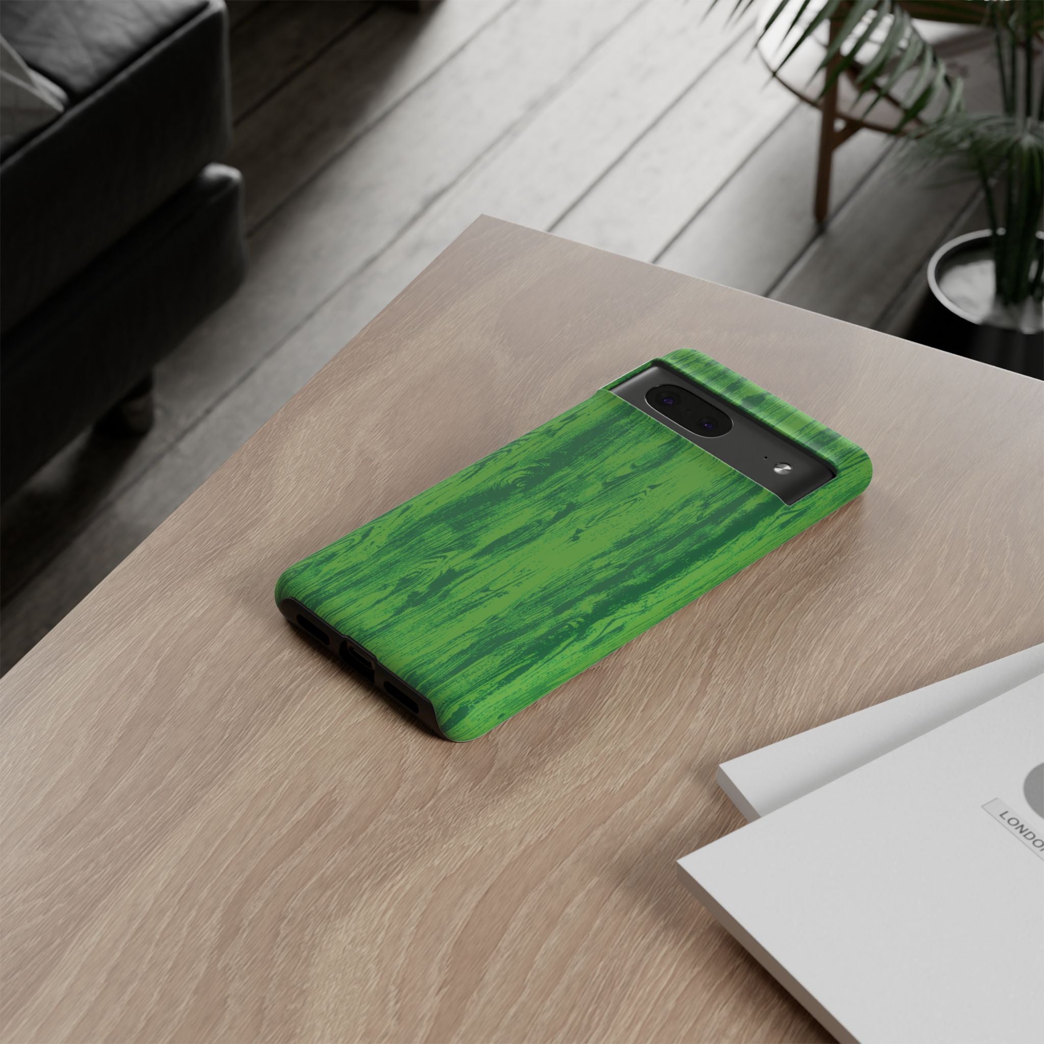 Neon Green Wood Tough Phone Case iPhone, Galaxy, or Google Pixel