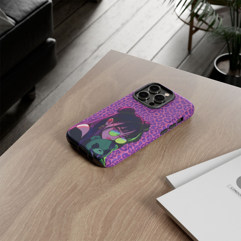 Purple Pink Leopard Kz iPhone, Galaxy and Google Tough Cases