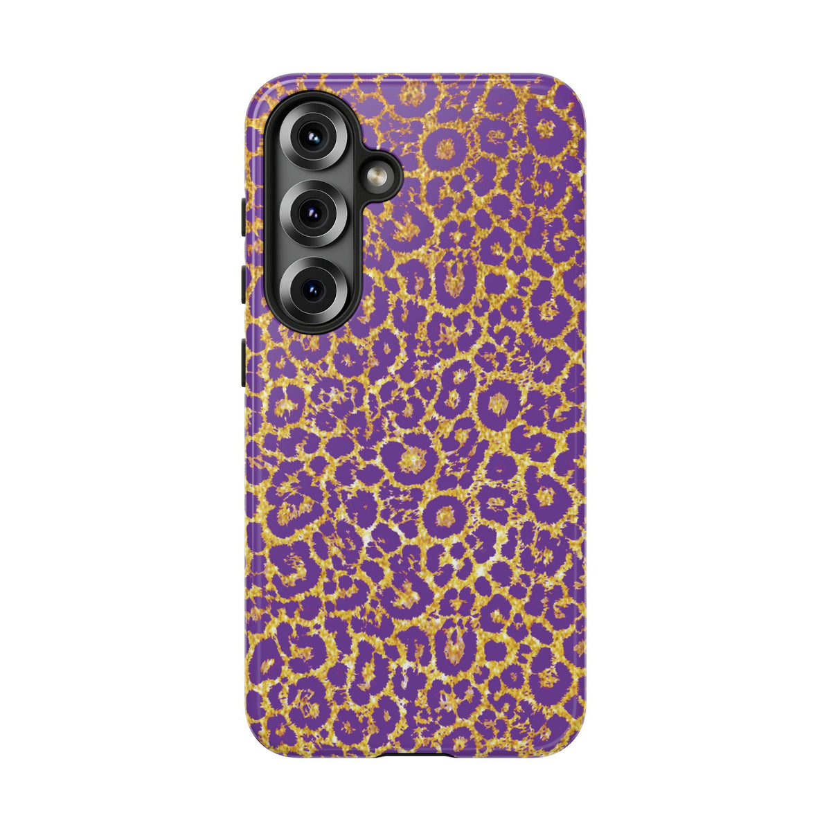 Purple Gold Leopard Tough Phone Case for iPhone, Galaxy, or Google Pixel