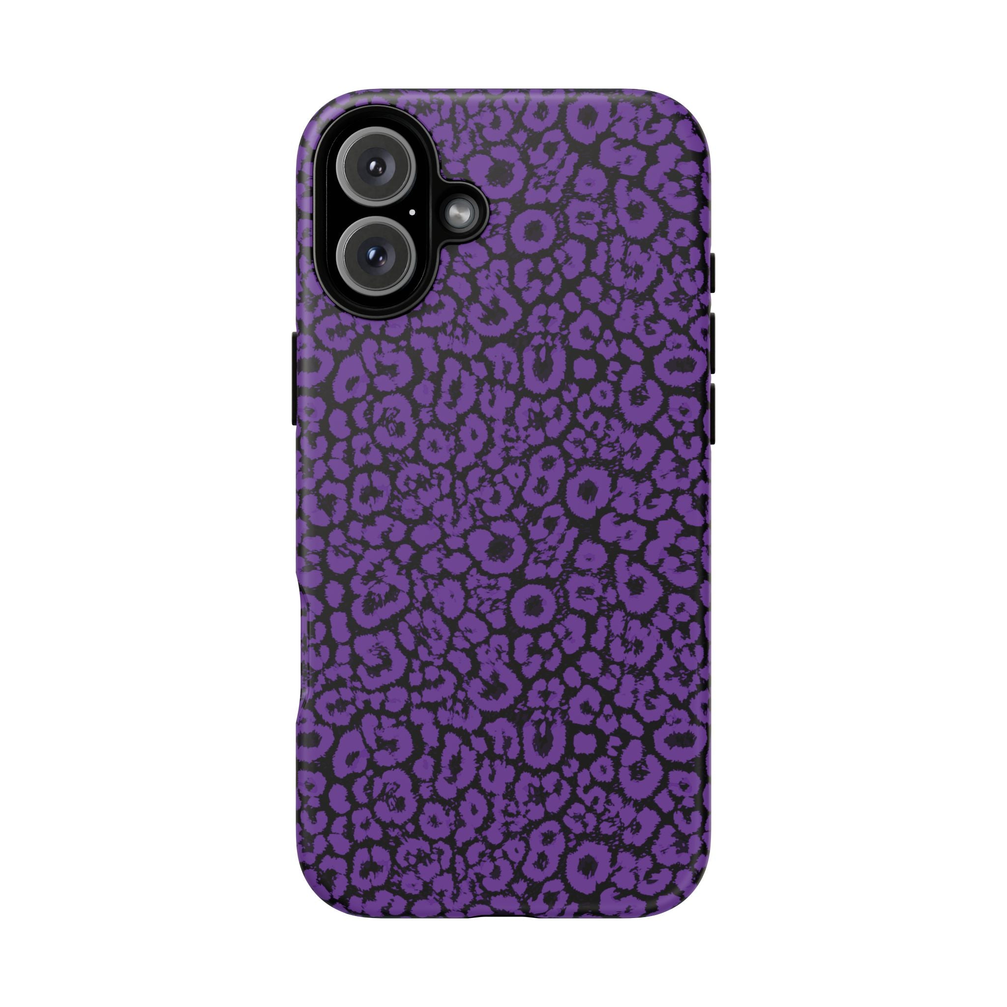 Purple Leopard Tough Case for iPhone, Galaxy or Google Pixel