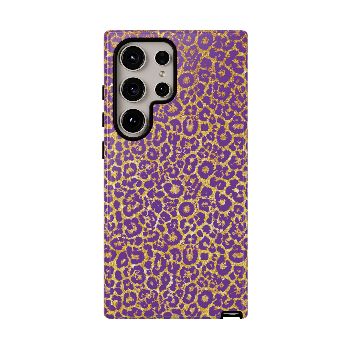 Purple Gold Leopard Tough Phone Case for iPhone, Galaxy, or Google Pixel