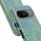 Blue Gold Zebra Tough Case for iPhone, Galaxy, or Google Pixel