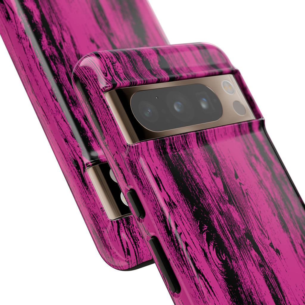 Hot Pink wood print Design Tough Phone Case for iPhone, Galaxy, or Google Pixel