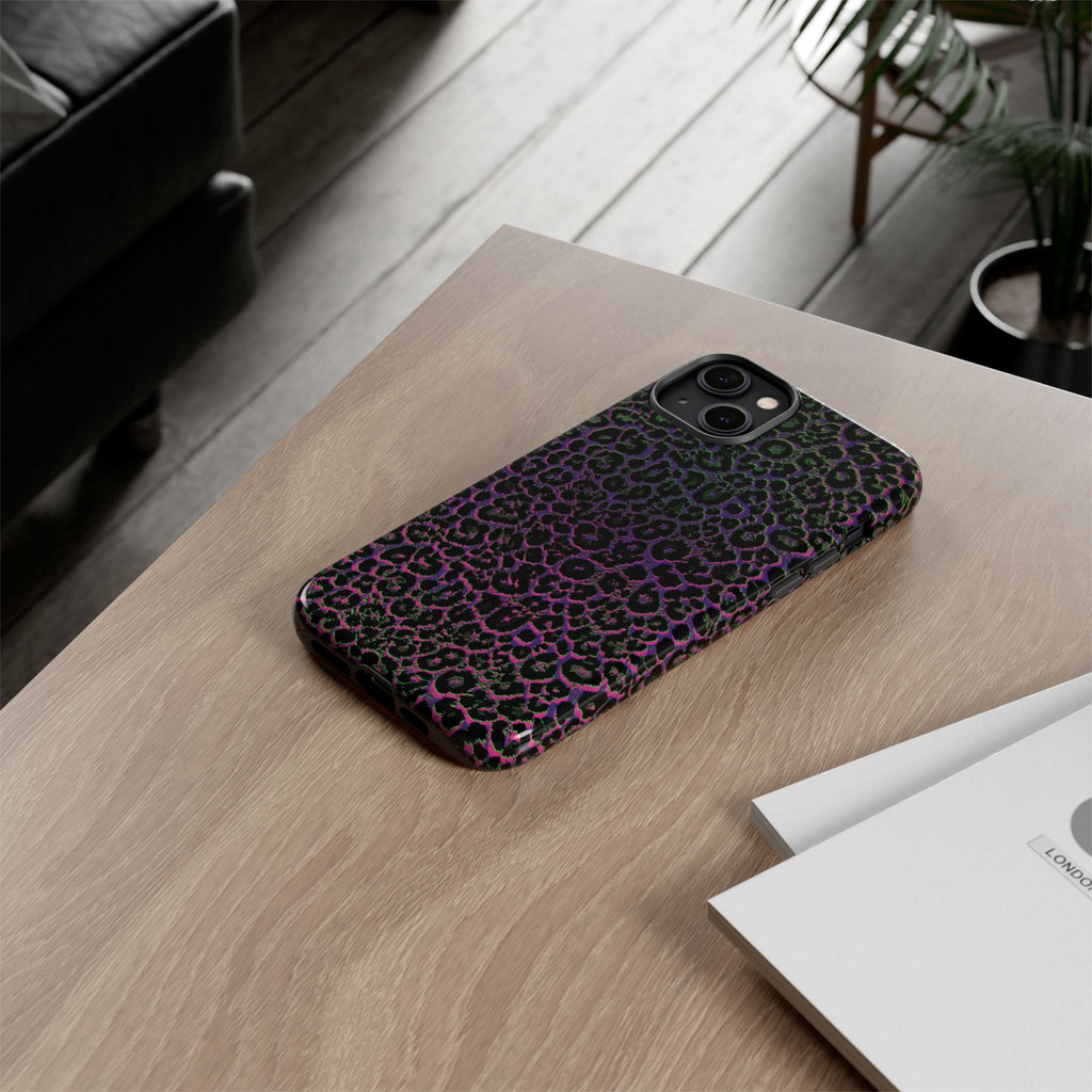 Colorful Leopard Tough Phone Case for iPhone, Galaxy, or Google Pixel