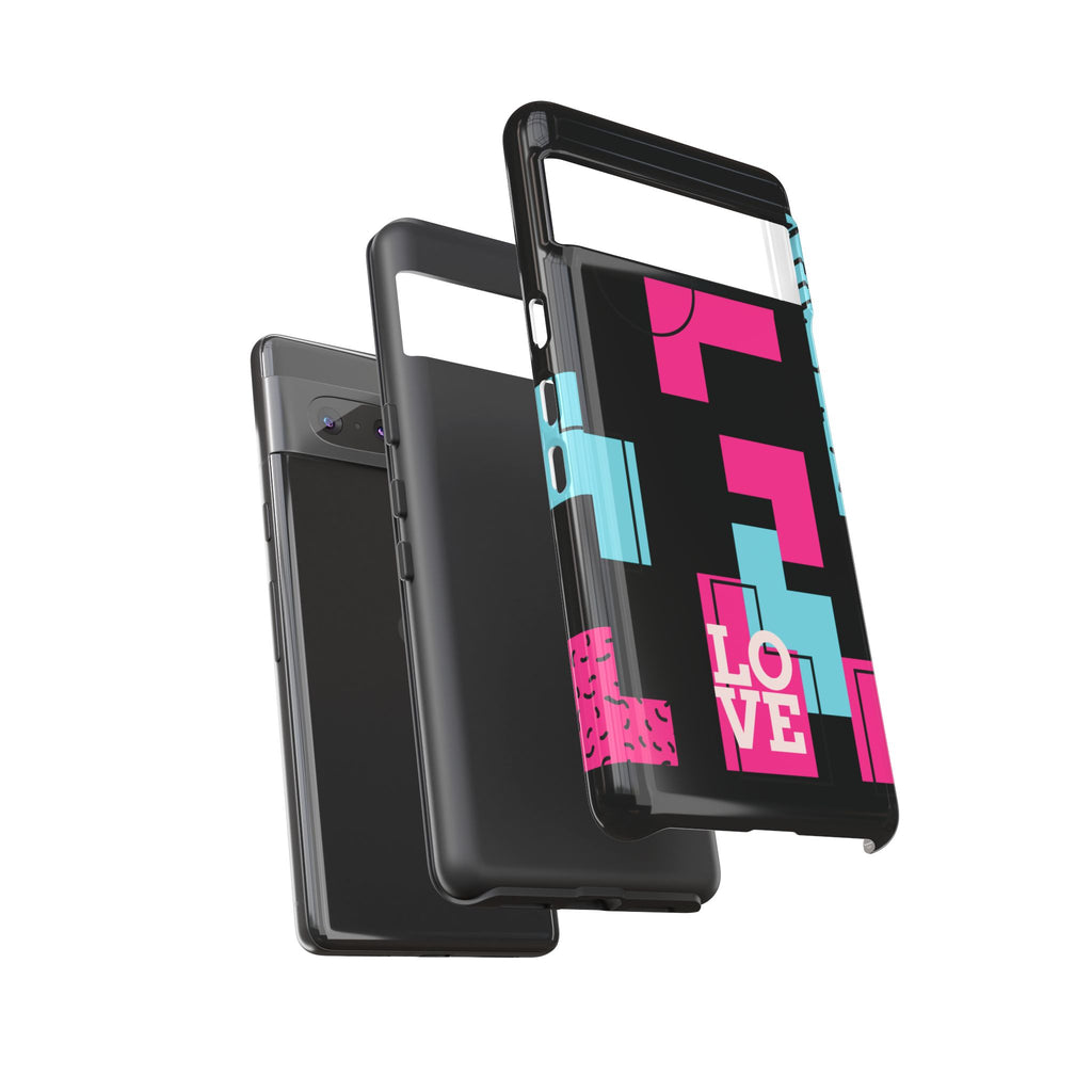 Retro Blocks LOVE Tough Case for iPhone, Galaxy or Google Pixel