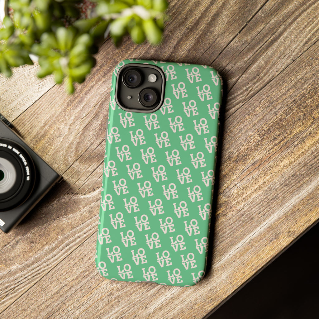 LOVE Aqua Tough Phone Case for iPhone, Galaxy, or Google Pixel