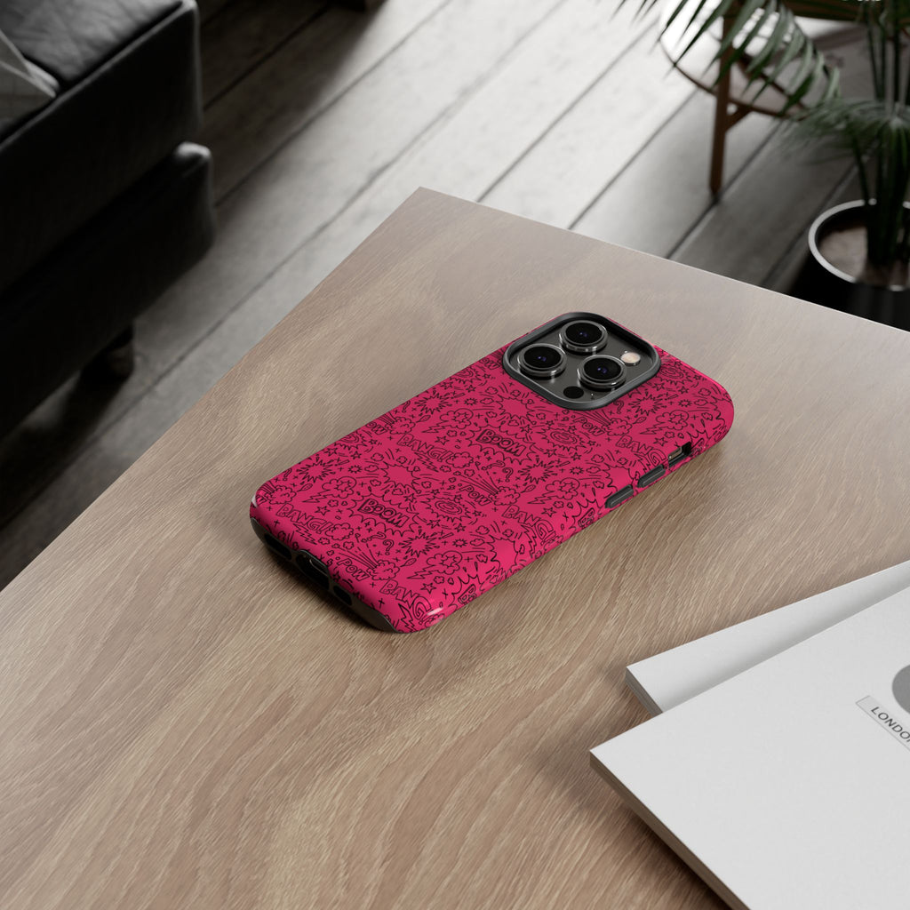 Pink Wow Tough Case for iPhone, Galaxy, or Google Pixel