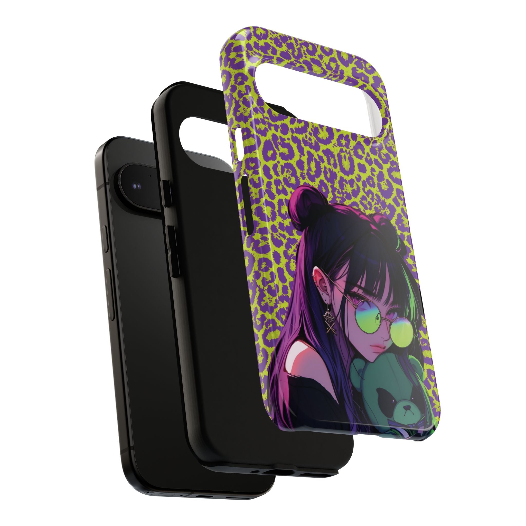 Purple Neon Lime Leopard Kz Tough Case for iPhone, Galaxy, or Google Pixel