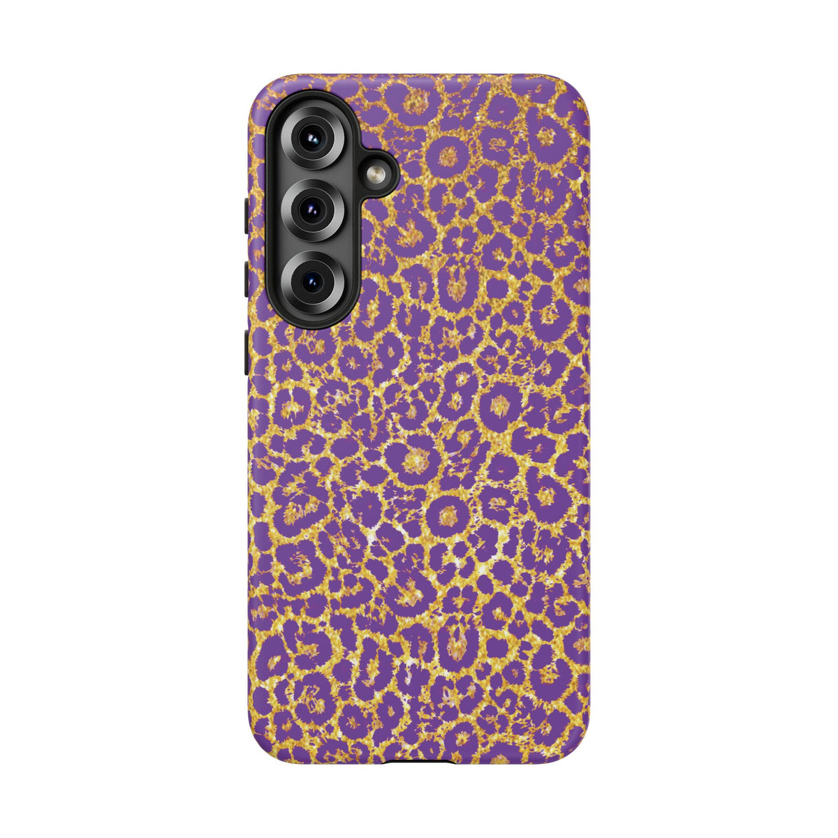 Purple Gold Leopard Tough Phone Case for iPhone, Galaxy, or Google Pixel
