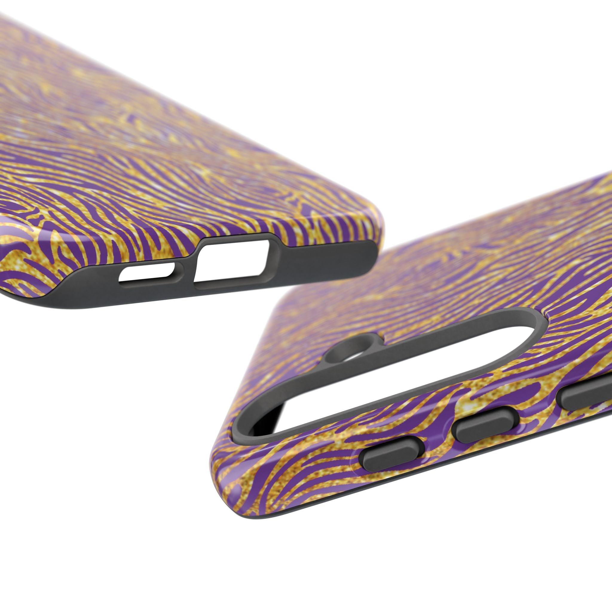 Vibrant Purple Gold Zebra Tough Phone Case iPhone, Galaxy, or Google Pixel