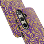Vibrant Purple Gold Zebra Tough Phone Case iPhone, Galaxy, or Google Pixel