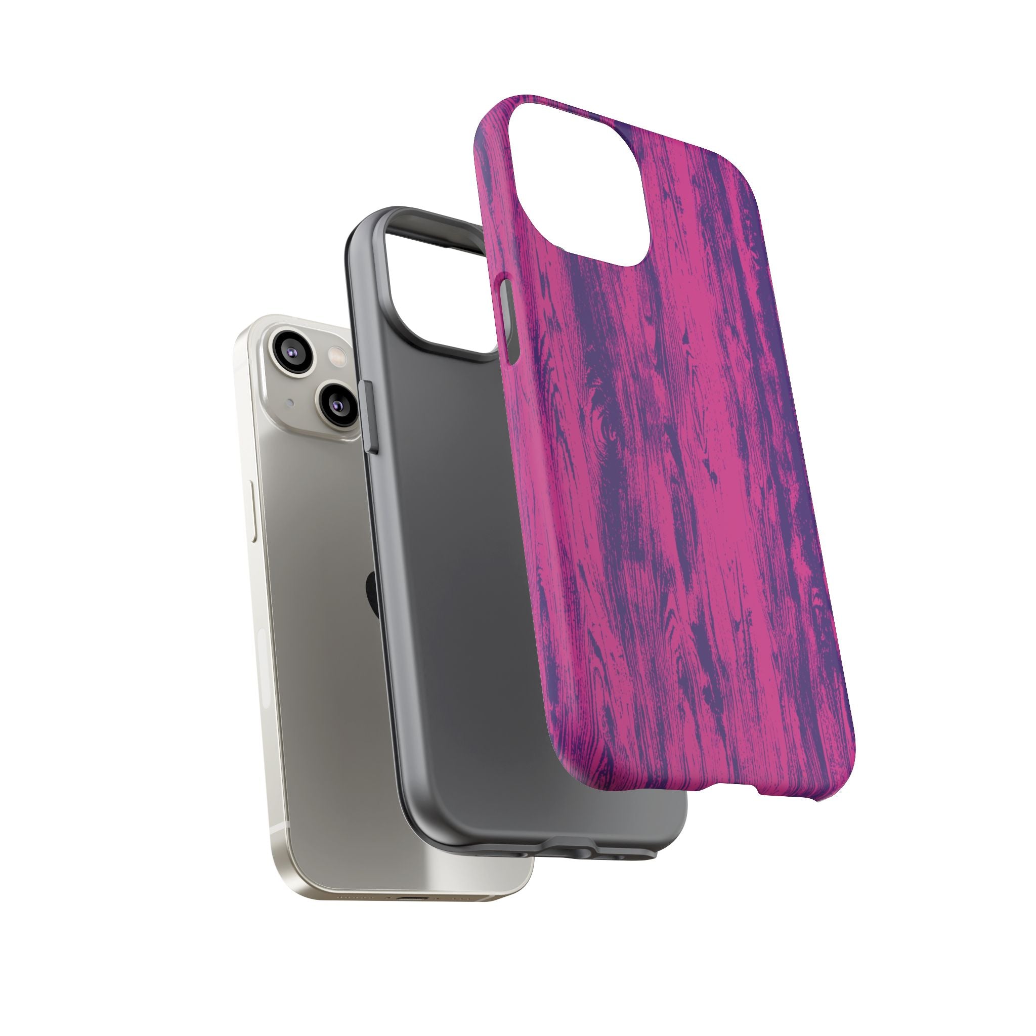 Pink Purple Wood Tough Phone Case iPhone, Galaxy, or Google Pixel