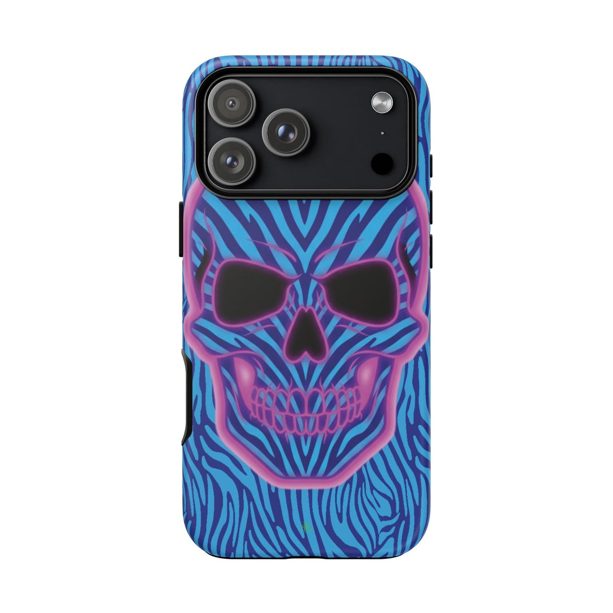 Neon Zebra Skull Tough Phone Case for iPhone, Galaxy, or Google Pixel