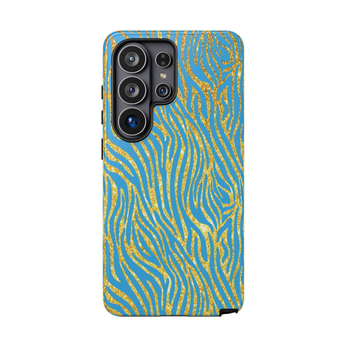 Blue Gold Zebra Tough Case for iPhone, Galaxy, or Google Pixel