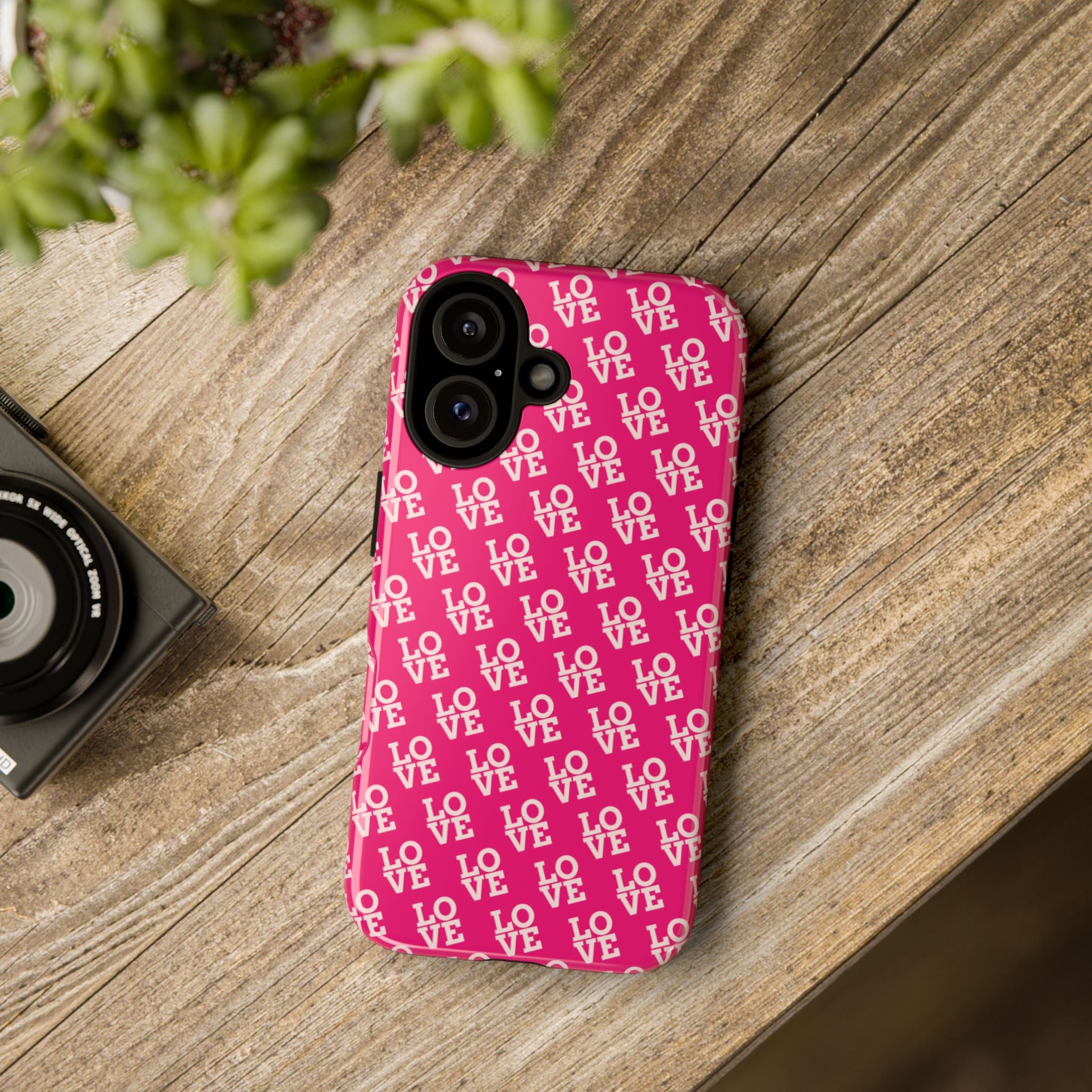 Vibrant Pink LOVE Tough Case iPhone, Galaxy, or Google Pixel