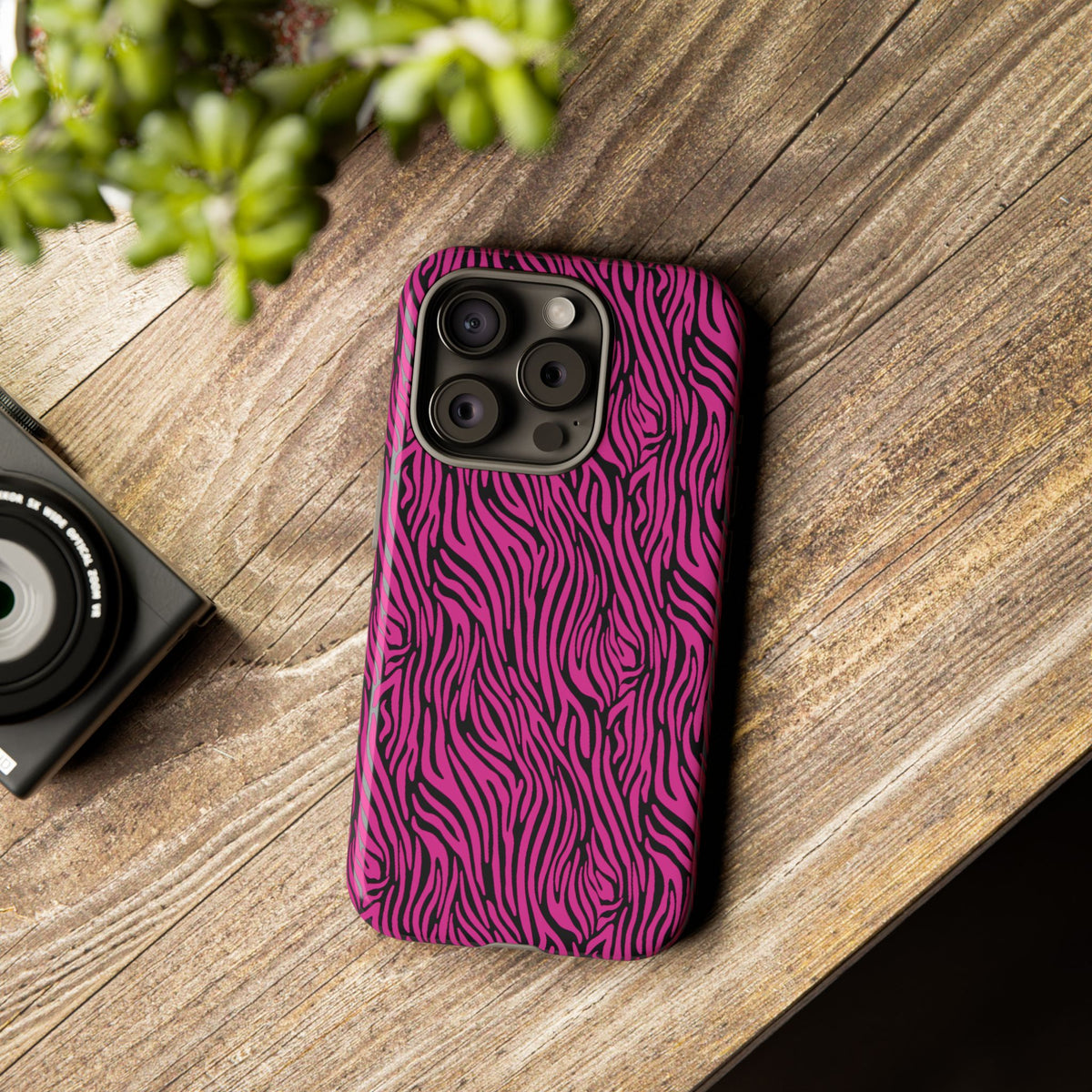 Pink Zebra Tough Phone Case for iPhone, Galaxy, or Google Pixel