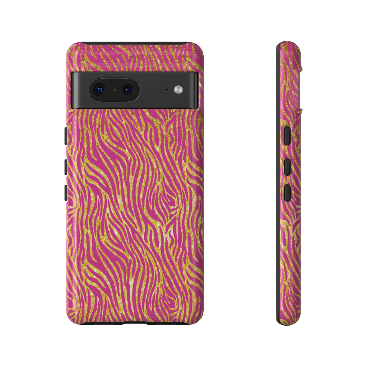 Pink Gold Zebra Print Tough Case for iPhone, Galaxy, or Google Pixel