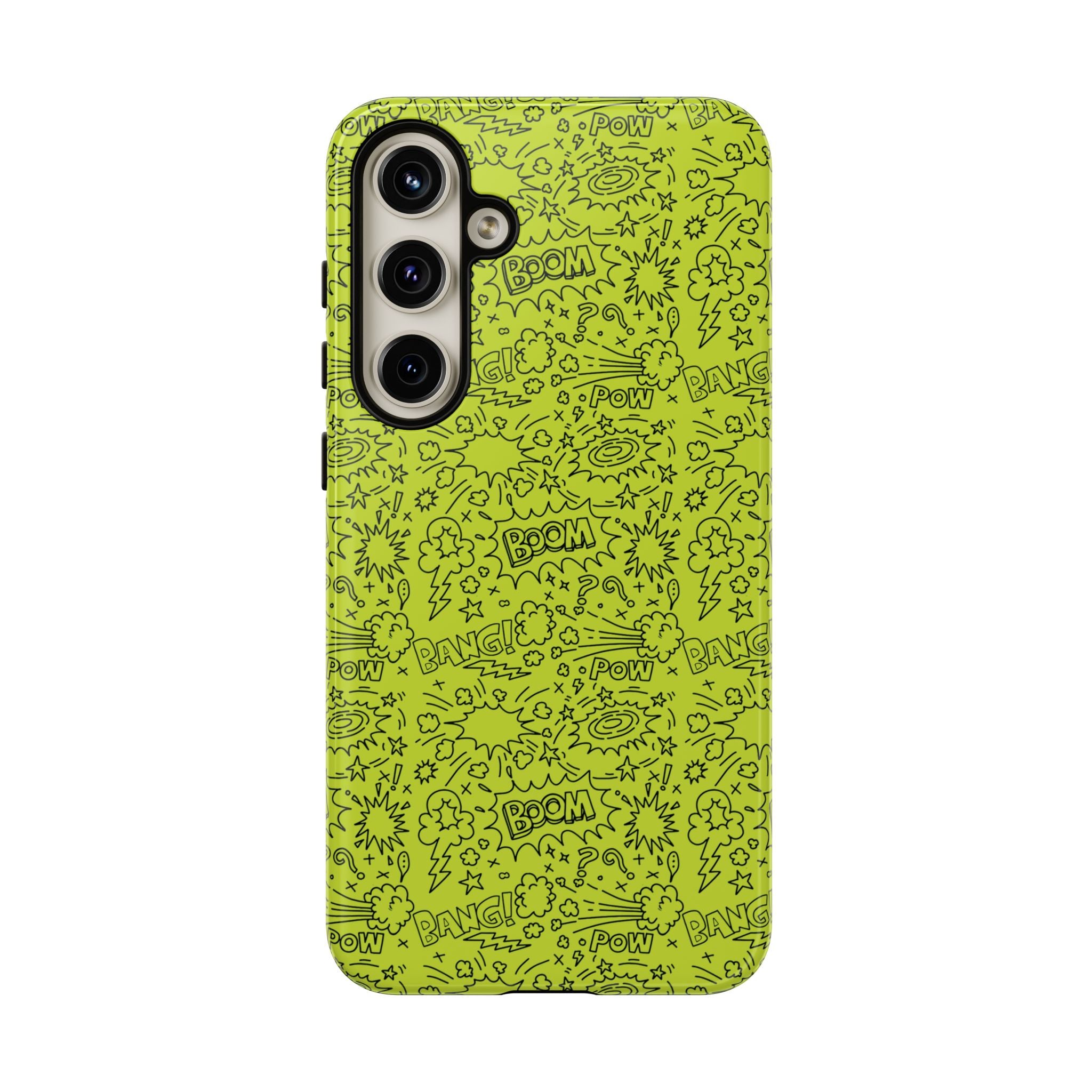 Neon Lime Wow Tough Case for iPhone, Galaxy, or Google Pixel