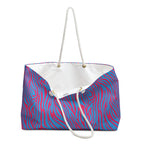 Blue Pink Zebra Eco Friendly Weekender Bag, Travel Tote, Beach Bag