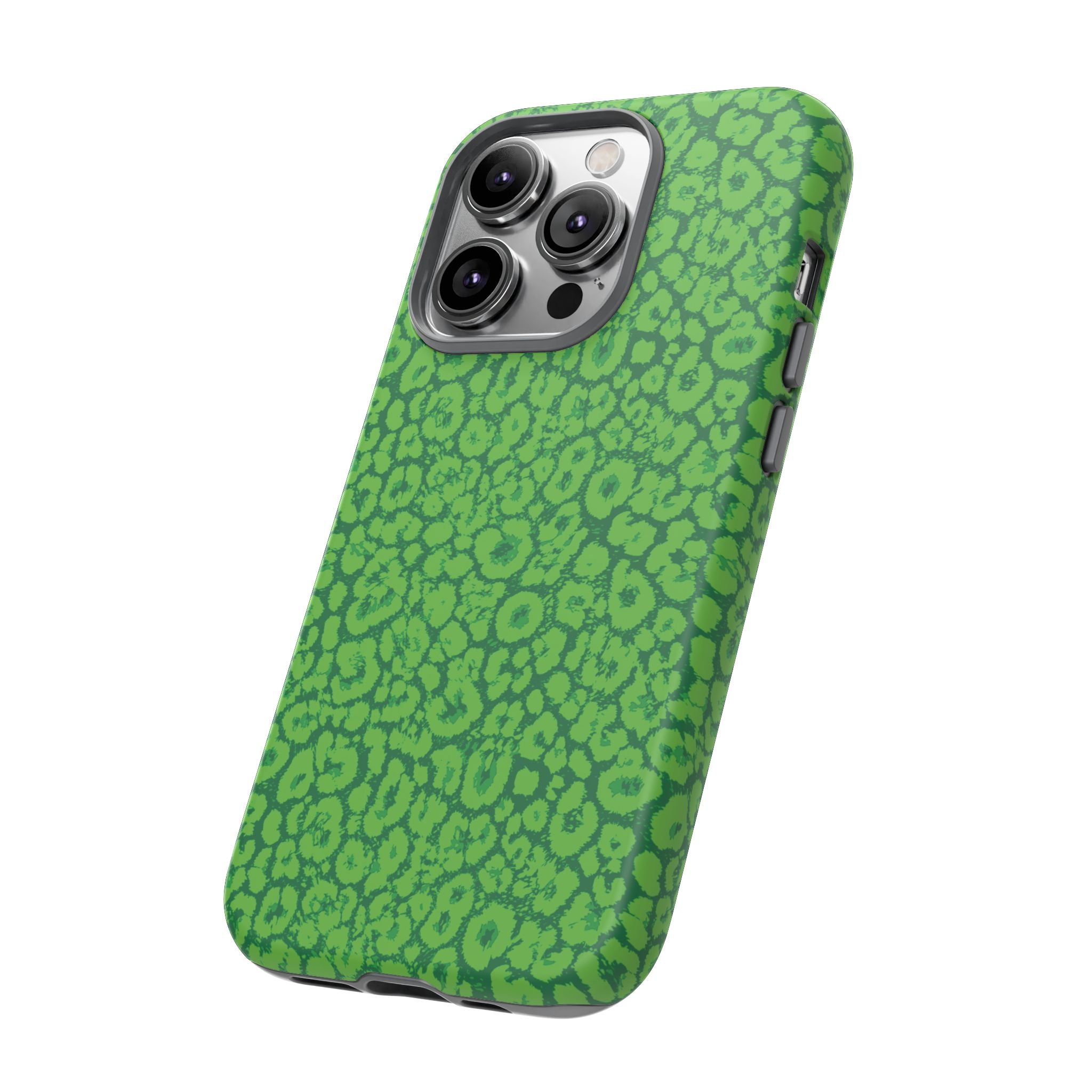 Neon Green Leopard Tough Phone Case for iPhone, Galaxy, or Google Pixel
